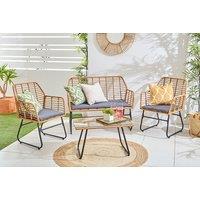 Bamboo Style Table & Chairs Set - 2 And 4-Seater Options - Grey