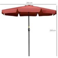 Outsunny 2.66M Adjustable Patio Parasol With Sun Shade And Wind Vent