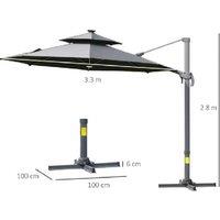 Outsunny 3M Parasol With Brilliant Solar Lights