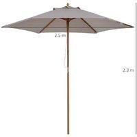 Outsunny 2.5M Wooden Parasol - Stylish Shade In Two Colours