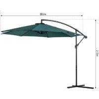 Outsunny 3M Deluxe Banana Parasol In Dark Green