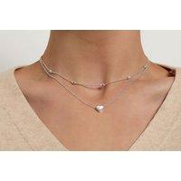 Love Heart Layered Choker Necklace - Gold Or Silver