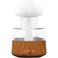 Multicolour LED Rain Cloud Table Humidifier - Decorative ABS Plastic Home Accent (White or Wood Finish)
