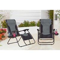 Set Of 2 Xxl Zero Gravity Recliner Padded Chairs With Trays!