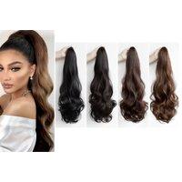 Clip In Ponytail Hair Extension - Black, Black Brown, Light Brown & Dark Brown!