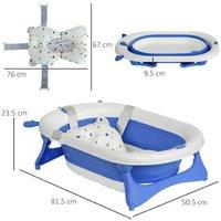 HOMCOM Foldable Portable Baby Bath Tub - Safe Travel Bathtub for Babies & Toddlers (Ages 0-3), Non-Toxic, Easy Storage, Holiday Gift