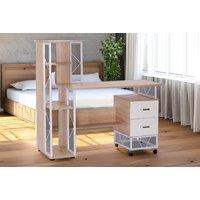 HOMCOM Oak & White Computer Desk with Storage Drawers - Contemporary Bedroom Workstation