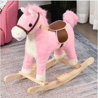 Homcom Kids Ride On Plush Rocking Horse - Pink