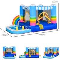 Outsunny Kids' Magical Rainbow Bouncy Castle - Outdoor Inflatable Playhouse (Ages 3-10, Imaginative, Christmas Toy)