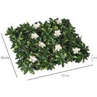 Outsunny Artificial Rhododendron Boxwood Wall Panels - Evergreen, Flowering, 12-Pack