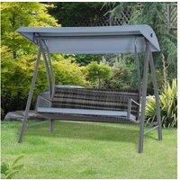 Outsunny Garden Rattan Swing Chair - Grey