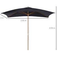 Outsunny Wooden Garden Patio Parasol - Elegant Shade For Outdoor Fun!