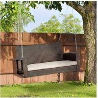 Outsunny Deluxe Wicker Hanging Loveseat