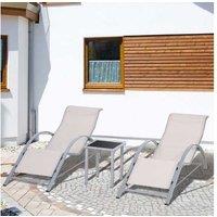 Outsunny 3 Pieces Lounge Chair Set - Cream