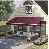 Outsunny Retractable Awning Canopy - Red