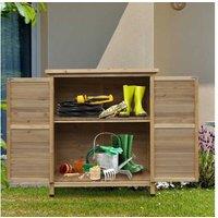 Outsunny Wood Slatted Door Storage