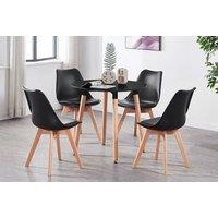 Scandi Round Table In Black With 4 Jensen Dining Chairs