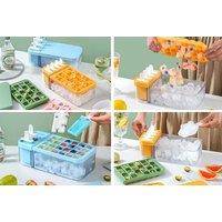 3-In-1 Ice Cube & Ice Lolly Tray W/ Lid - 4 Colours! - Yellow