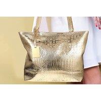 Womens Vegan PU Shoulder Handbag - Black, Gold or Silver!