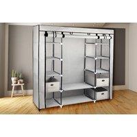 Canvas Wardrobe With Hanging Rail And Shelves