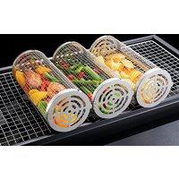 Stainless Steel Barbecue Rolling Grill Basket - Great For Veggies