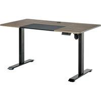 Vinsetto Contemporary Adjustable Height Living Room Table - Teak & Black, Metal Frame, Large Surface, Modern Coffee Table