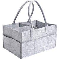 Grey Felt Nursery Nappy Caddy Organiser - Portable Storage Basket with Removable Compartments