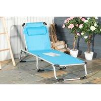 Outsunny Outdoor Folding Aluminium Sun Lounger With Built-In Pillow