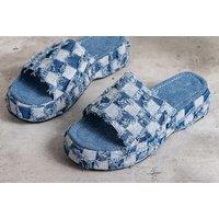 Black Stylish Women's Platform Denim Sandals - Breathable Summer Footwear