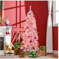 5Ft Tall Prelit Pencil Slim Artificial Christmas Tree - Pink