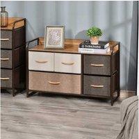 Homcom Premium 5-Drawer Linen Fabric Dresser