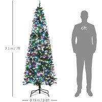 7FT Tall Pre-Lit Pencil Slim Indoor Artificial Foliage Tree - Low Maintenance, Air-Purifying