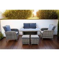 6-Seater Weather-Resistant Rattan Garden Dining Set with Glass Table