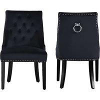Set Of 6 Black Velvet Cheshire Dining Chairs With Knocker Back
