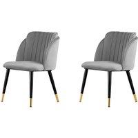 Kingsley Velvet Dining Chair Set - 2 Seater, Upholstered, Metal Legs, Mid-Century Style, 4 Colours