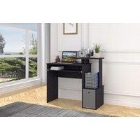 HOMCOM Modern Black Bedroom Desk with Sliding Keyboard Tray - Space-Saving, Durable, Contemporary Style