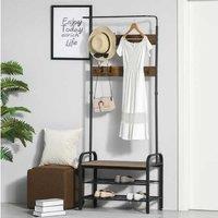 Homcom Shoe Rack With Hooks, Brown