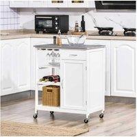 Homcom Kitchen Cart With Wine Rack - White Elegance