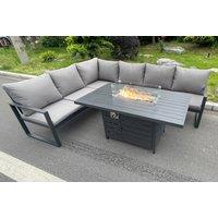 Modern Aluminum 6-Seater Garden Firepit Set