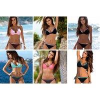 Women'S Tie Bikini Set With Twist Front - 6 Options