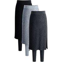 Unisex Grey Women's 2-in-1 Breathable Midi Skirt Leggings - Lightweight Athleisure, High-Waist, Versatile Summer Essential