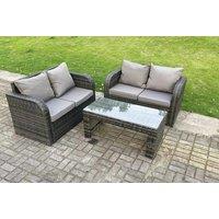 4 Seater Rattan Garden Sofas & Coffee Table Set
