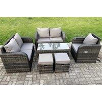 Fimous 7-Seater Dark Grey Weather-Resistant Rattan Dining Set
