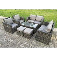Fimous 8-Seater Rattan Garden Furniture With Coffee Table