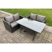 4 Seater Dark Grey Pe Wicker Rattan Garden Furniture Set