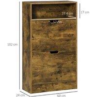 Homcom Shoe Cabinet, 2 Drawers - Brown