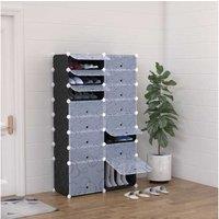 16-Cube Versatile Shoe Organizer, White & Black