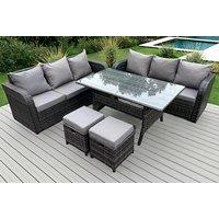 Grey 8-Seater Rattan Dining Set - Weather-Resistant Outdoor Furniture