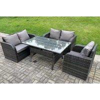5-Seater Reclining Rattan Garden Furniture Set - Dark Grey!