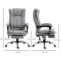 Vinsetto Modern Grey Reclining Fabric Massage Chair - Swivel Recliner, Adjustable Height, Plush Microfibre